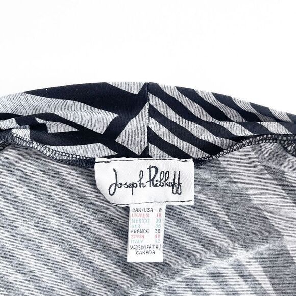Joseph Ribkoff Women Cardigan Sweater Striped Black Gray Open Front Stretch US 8 - Picture 3 of 6